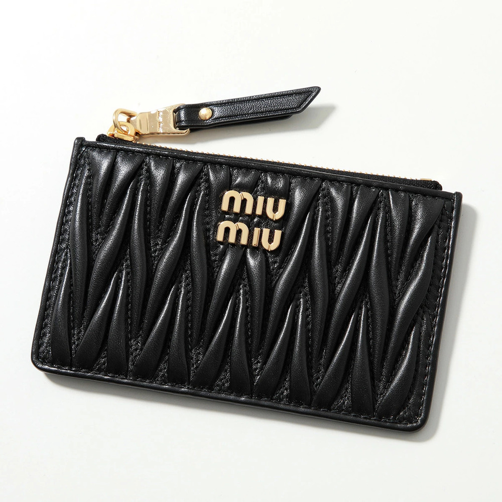 Miu Miu MATELASSE Fragment Case Leather Card Coin Wallet Metal